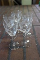Collection of 5 Cordial Glasses