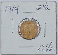 1914 United States $2 1/2 Indian Head Gold Coin