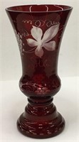 Ruby Cut To Clear Vase