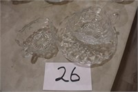 2 Fostoria American Nappy Bowl & Footed Dish