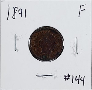 1891  Indian Head Cent   F