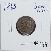 1865  Three Cent Nickel   F