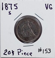 1875-S  Twenty Cent Piece   VG