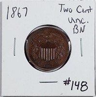 1867  Two Cent   Unc  BN