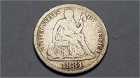 1884 S Seated Liberty Dime High Grade