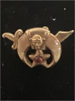 10K yellow Gold Shriners Pin with Ruby in Star