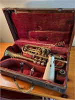 Cornet and Case With Conductor's Baton & More