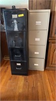 PAIR OF 4 DRAWER FILE CABINETS - 1 HAS KEY