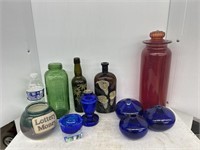 Lot of colored glass and decorative glass ware