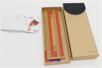 Travel Cribbage Board and Miniature Cat Playing