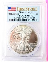Coin 2013-W Silver Eagle Certified PCGS MS70 FS