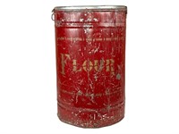 Vintage Primitive Farmhouse Red Nesco Flour Tin