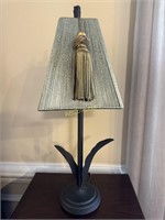 Artsy Orchid Lamp with Tasseled Shade, Very Nice,