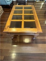 Colonial Pine Coffee Table with 8 Beveled Glass