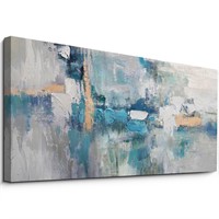 43" x 27 1/2" Blue/White Abstract Wall Art