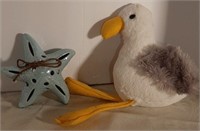 Plush Seagull + Ceramic Starfish