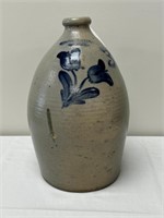 Lyons 3 Gallon Stoneware Jug with Cobalt Flower