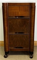 LOVELY  ART DECO 1930'S WALNUT 3 DRAWER STAND