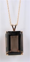 14K Rose Gold Smokey Quartz Pendant, Chain