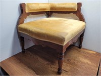 Vintage Victorian Gold Felt Padded Corner Chair