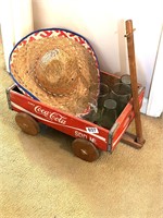 COCA=COLA WAGON, 5 GLASS AND STRAW HAT