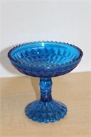 BLUE FLASHED GLASS COMPOTE