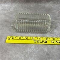 Covered Clear Glass Beveled Butter Dish