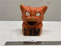 Paper Mache Cat Halloween Pumpkin Jack o Lantern