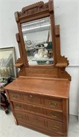 vintage dresser and mirror 39 3/4 x 18 x 80