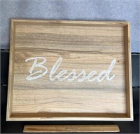 WOODEN TRAY W/HANDLES-BLESSED