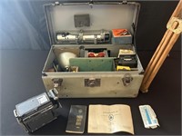 Graflex camera with box and accessories and stand