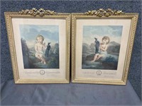 Pair of Vintage Cherub Prints of Etchings