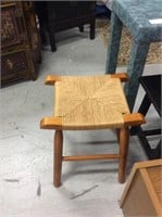 Wood and woven stool