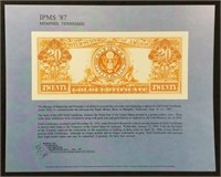 BEP Souvenir Card B105 1922 $20 Gold Certificate