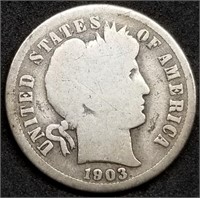1903-O Barber Silver Dime