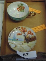 Gold Trimmed Tea Cup & Hand Painted Japan Saucer
