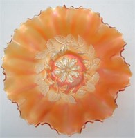 FENTON Marigold Carnival Glass Ruffled Bowl