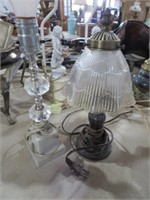MARBLE BASE LAMP (NO SHADE) & SM GLASS SHADE LAMP