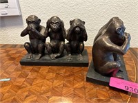 HEAR SEE SPEAK NO EVIL BOOKENDS