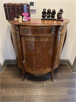 VINTAGE FRENCH DEMILUNE COMMODE CABINET W ORMOLU