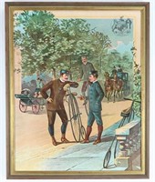 Victorian (?) Advertising Chromolithograph. Bikes