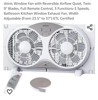 NEW Window Fan w/ Reversible Airflow & Remote, 3