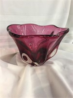 Stunning Cranberry Fluted Bowl