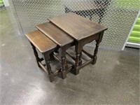 A Set of Three Solid Oak Nesting Tables