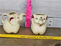 Two vntg Shawnee creamer pitchers