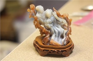 Chinese Agate Carving on Stand