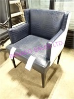 8X, LEATHER NAVY/WHITE WIDE SEAT CHAIRS  NOTES!!