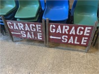 TWO DOUBLE SIDED WOOD GARAGE SALE SIGNS