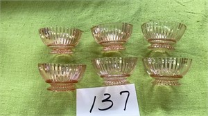 Set of 6 Vintage Anchor Hocking Queen Mary Pink