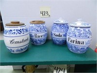 4-Piece Blue & White Spice Set